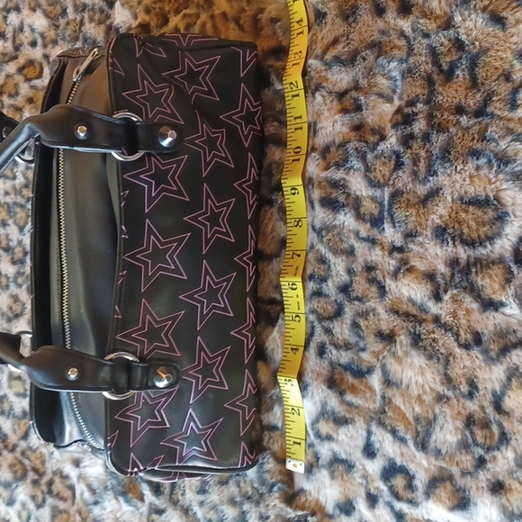 LuxDeVille purple stars satchel style purse. Never been used - Picture 5 of 12